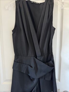 Zara Black Sleeveless Wrap-Style Jumpsuit